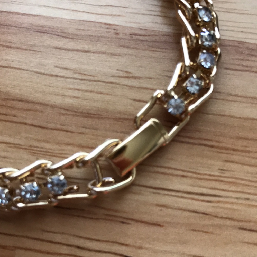 Gold Rhinestone Bracelet - Picture 2 of 3